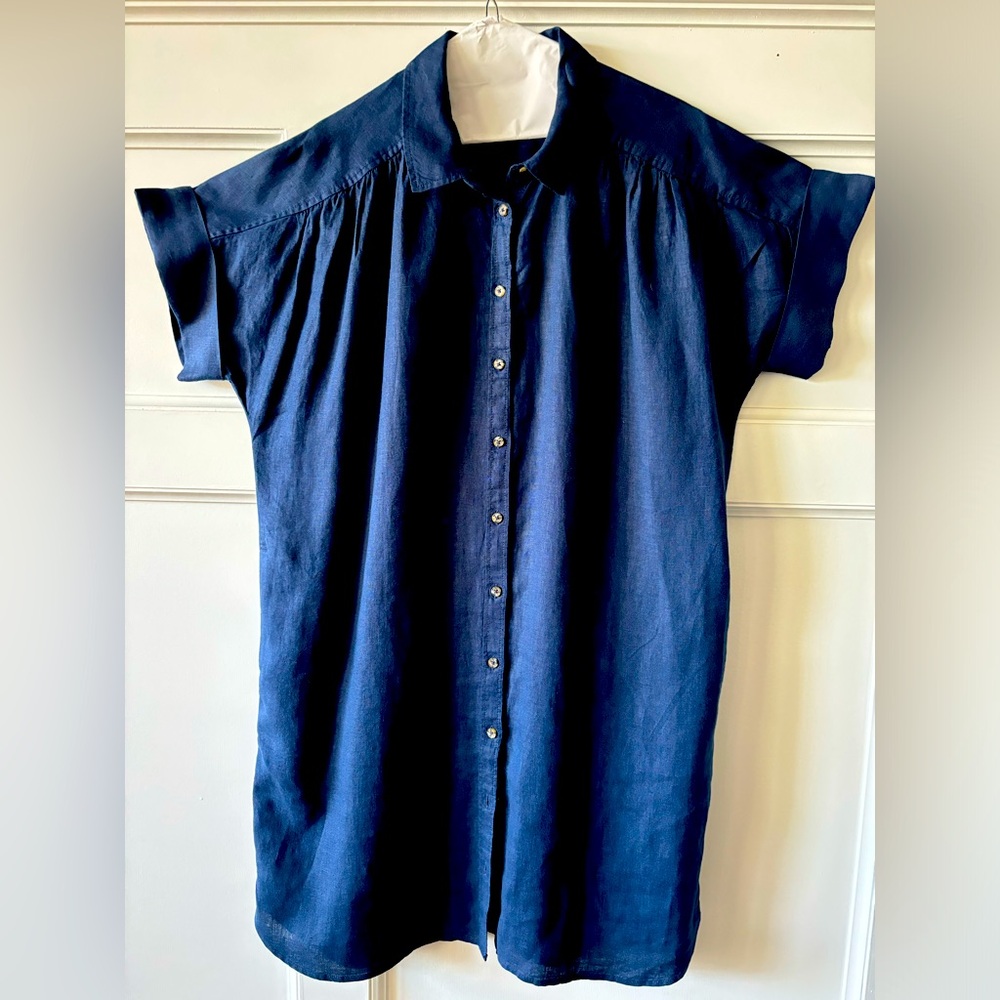 J Crew Baird McNutt Irish linen dress in Navy Size Large